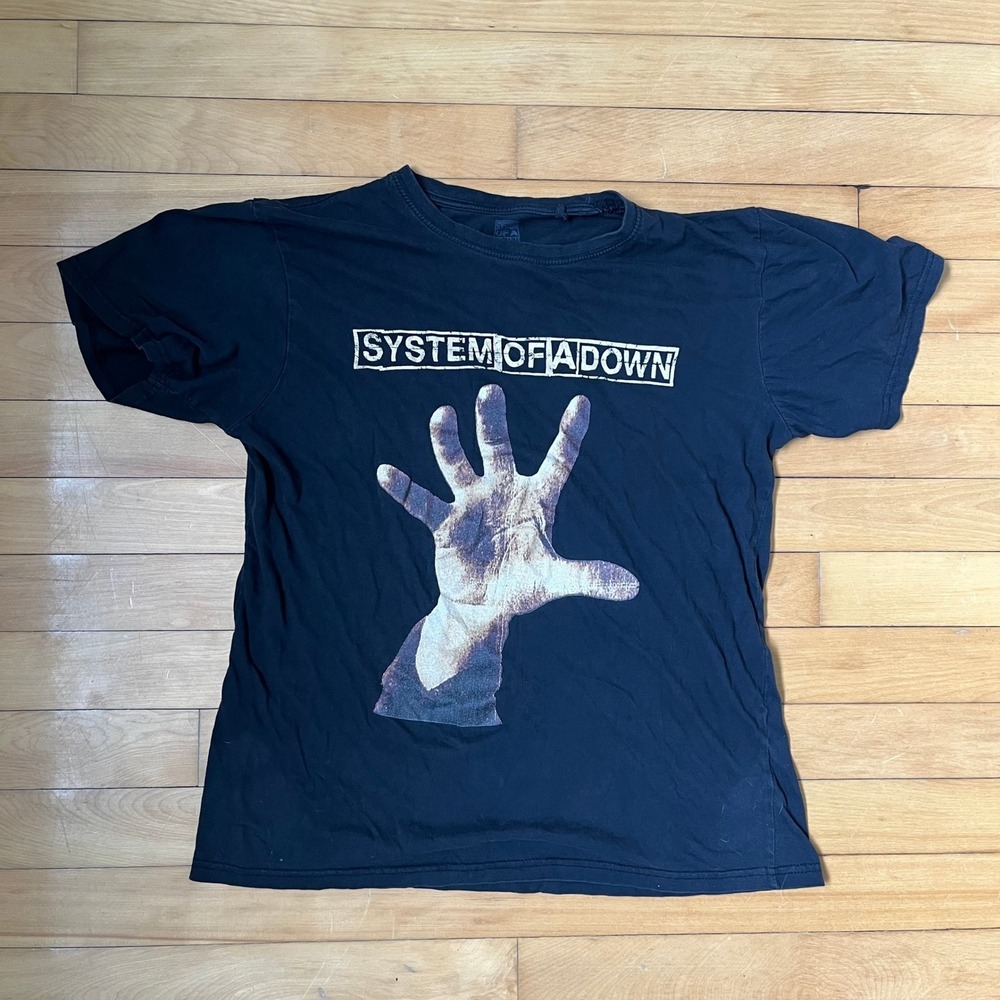 System Of A Down Vintage Hand T-Shirt Black Mens Medium Short Sleeve Band Tee